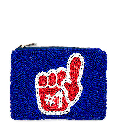 #1 Beaded Pouch Blue/Red