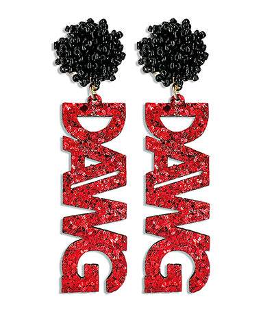 PomPom Beads" DAWG" Earring