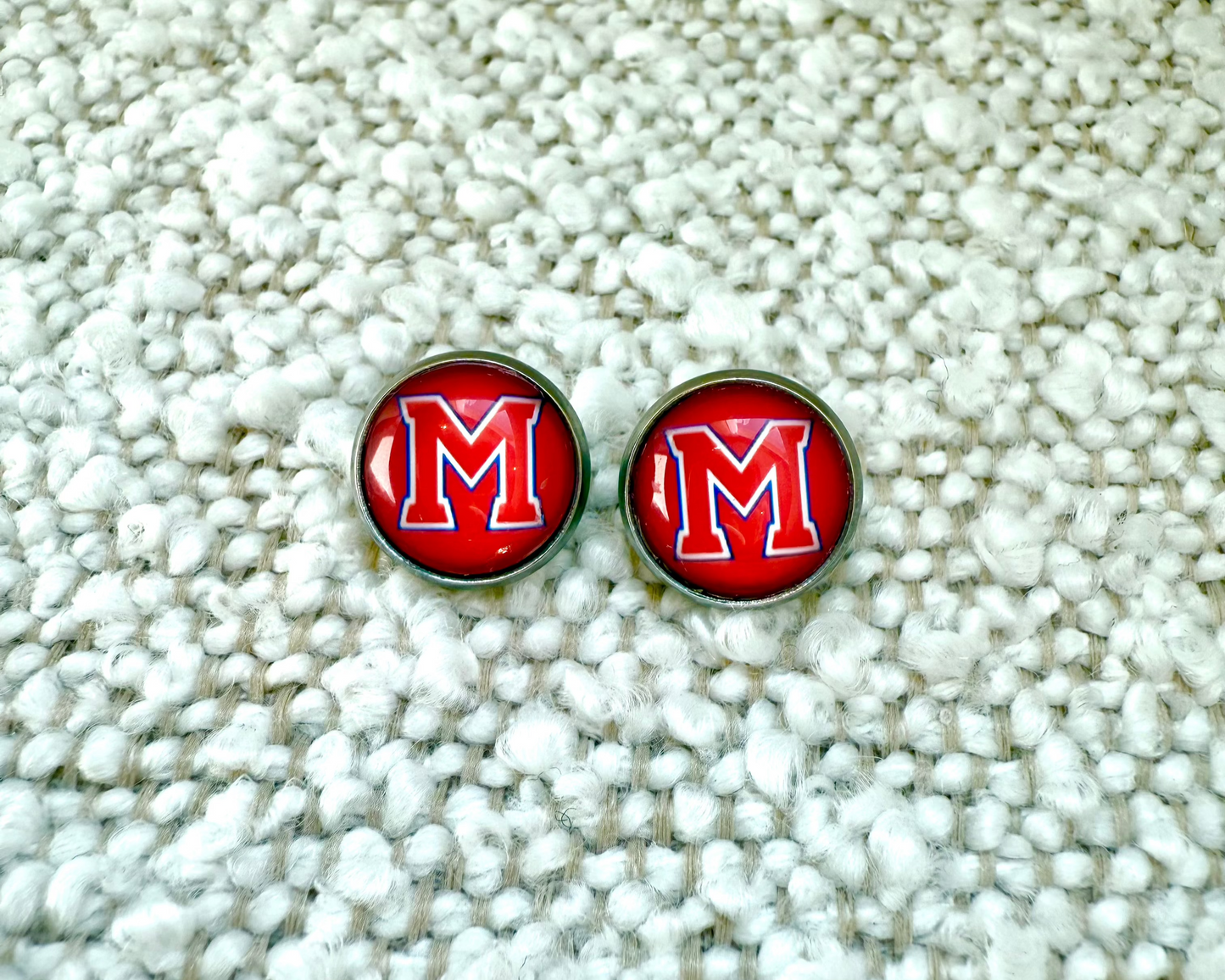 Milton Stud Earrings-Red
