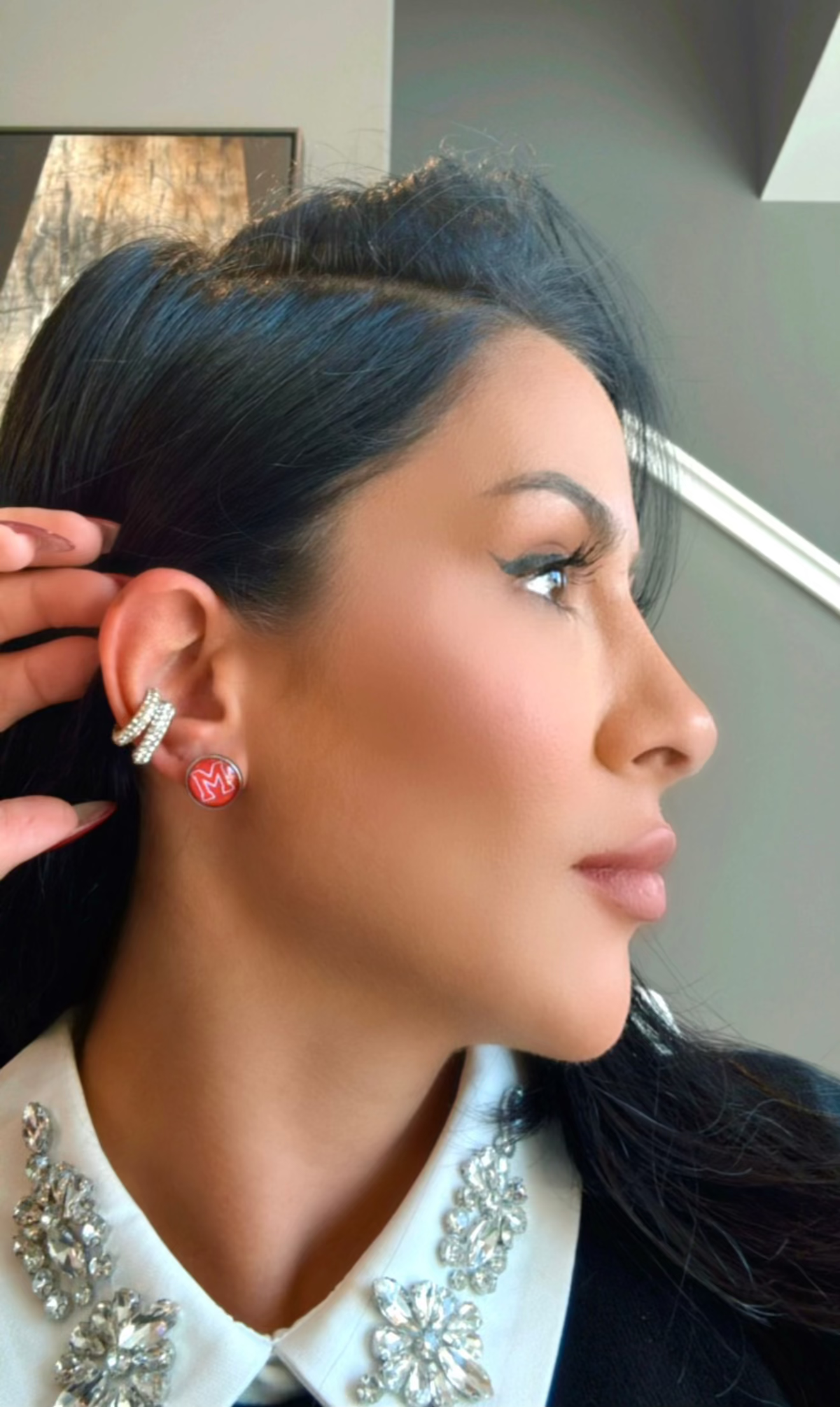 Milton Stud Earrings-Red