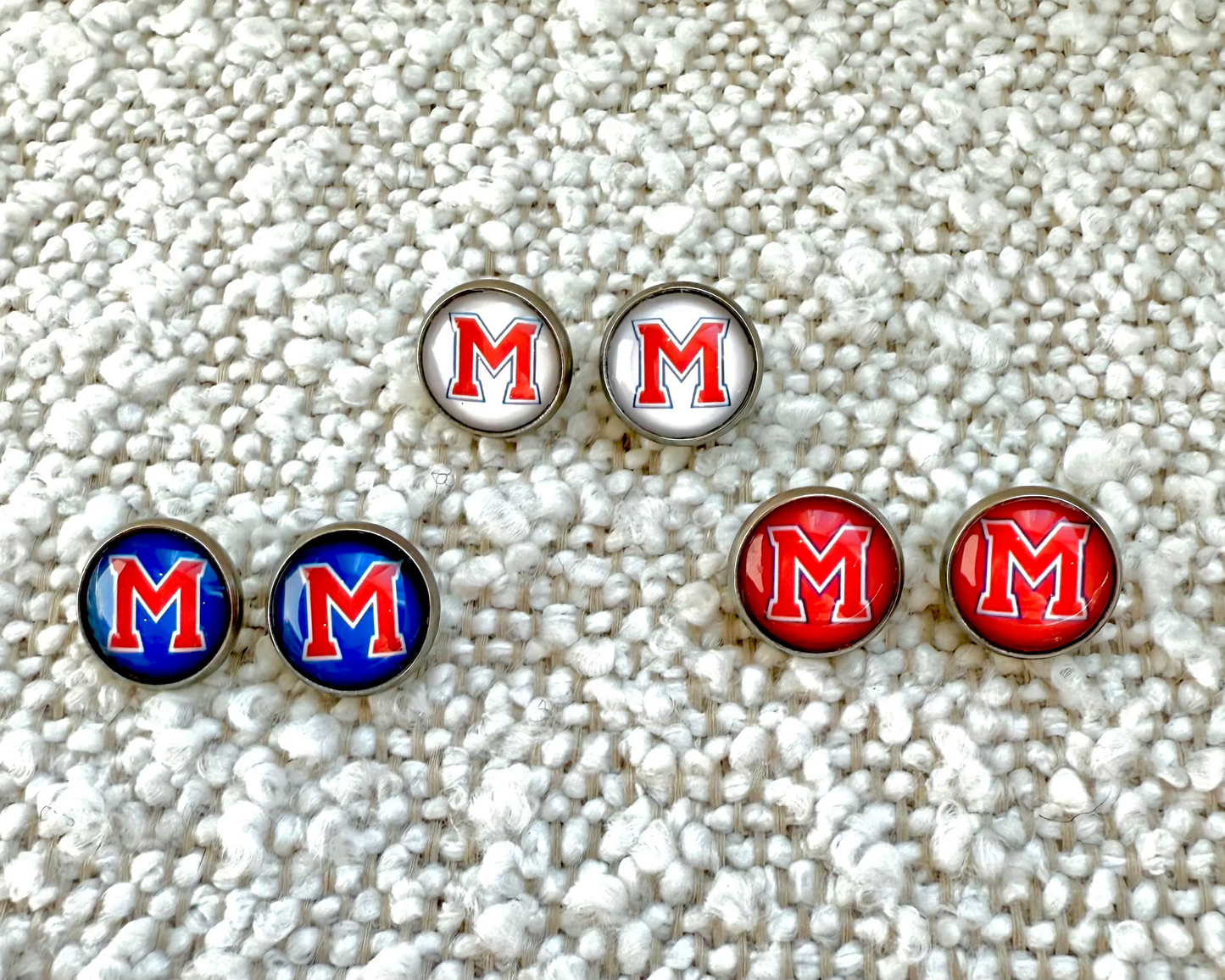 Milton Stud Earrings-Red