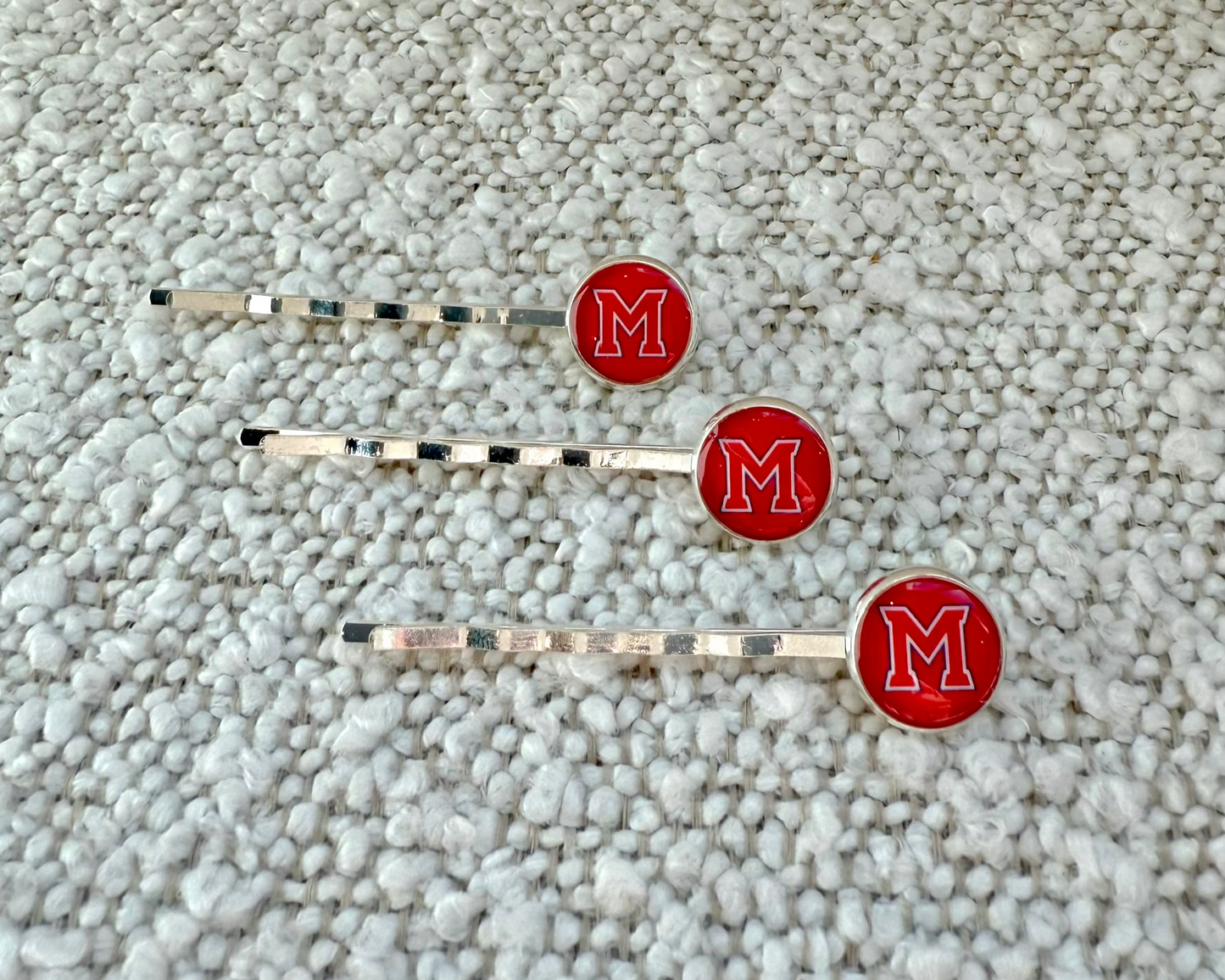 Milton Logo Bobby Pins- Red