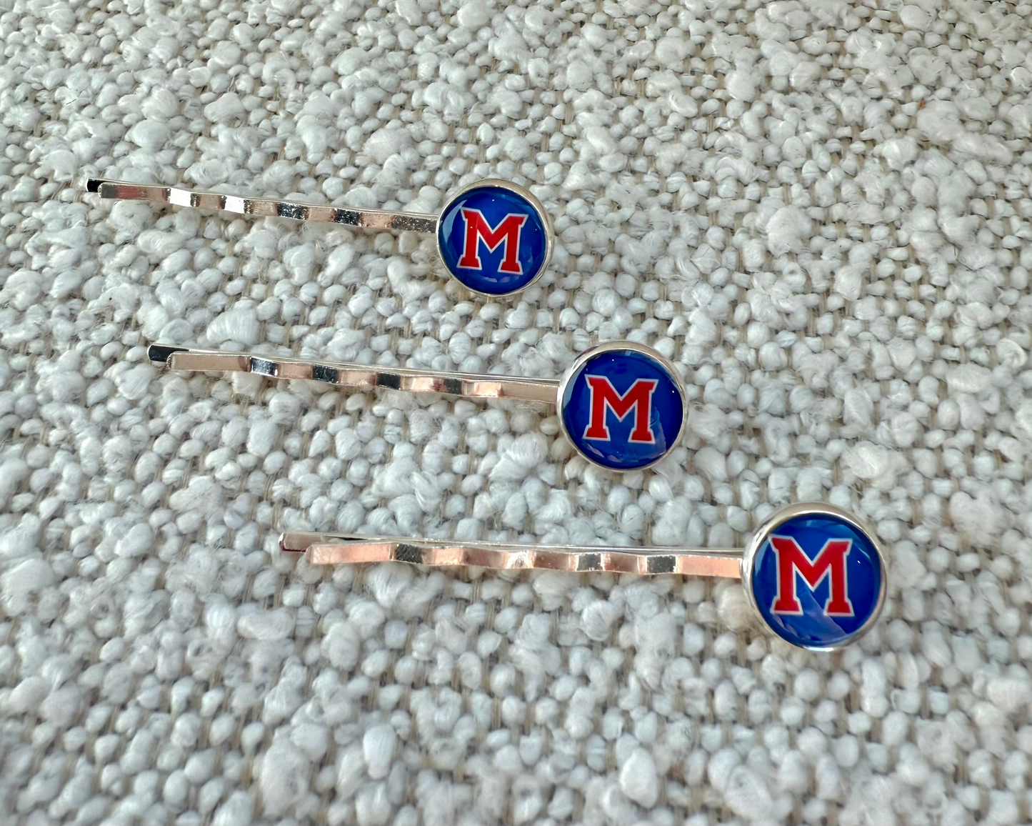 Milton Logo Bobby Pins-Blue
