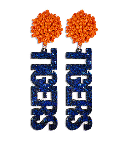 Beads Pompom TIGERS Letter Earring