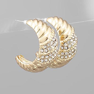 Gold Crystal & Line Hoops