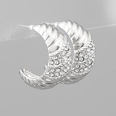 Silver Crystal & Line Hoops