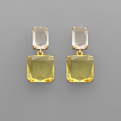 Yellow Crystal Dangle Earrings