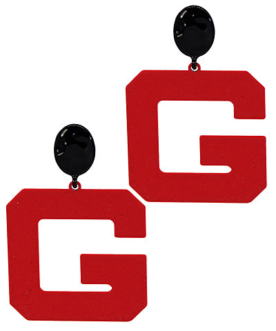 Letter G Earrings-Red